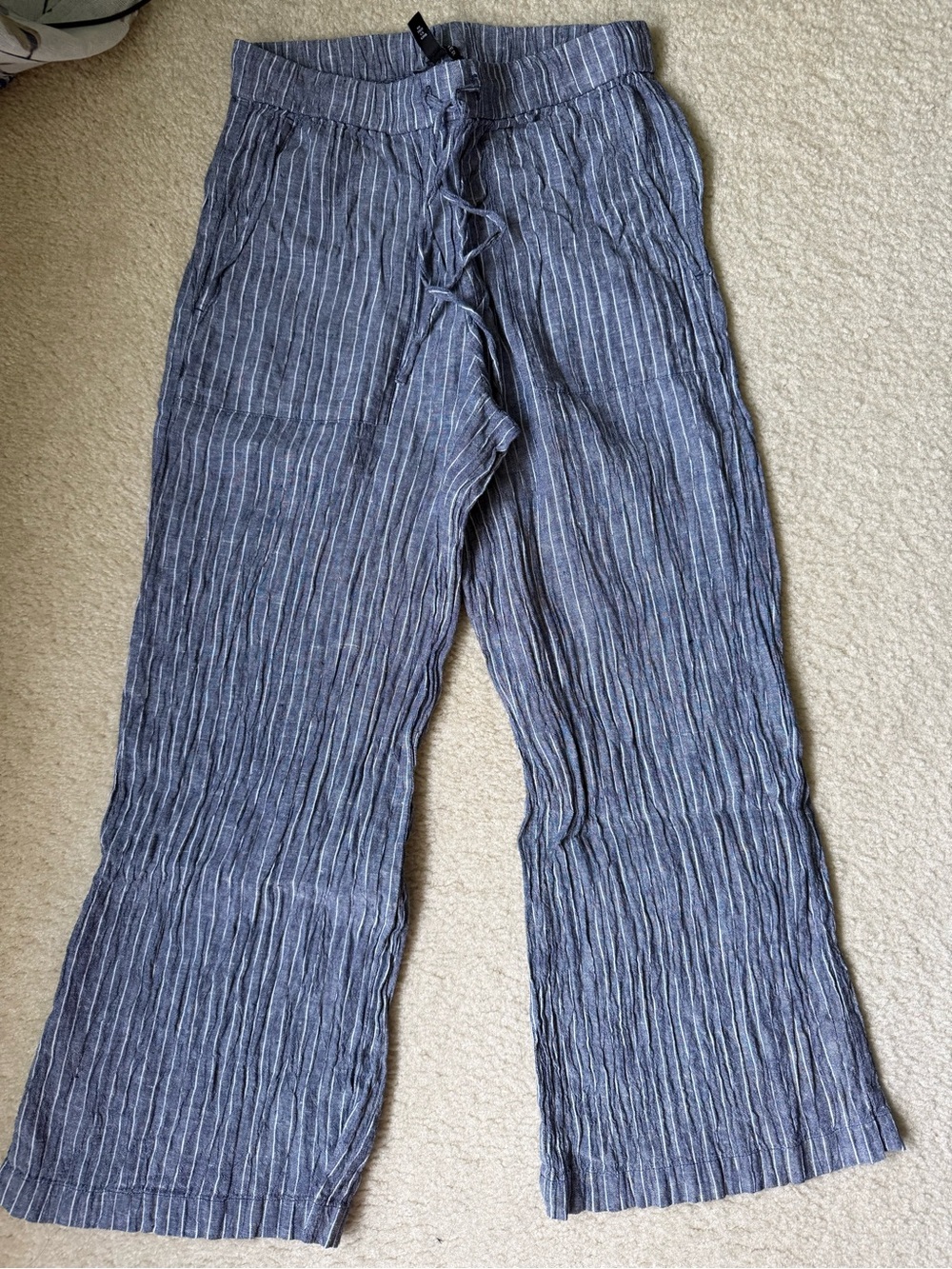 Eileen fisher Blue Striped linen Pants xxs